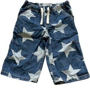Mini Boden Boys Long Shorts Bermuda Denim Jeans Pull On Cotton Star Kids Size 8Y